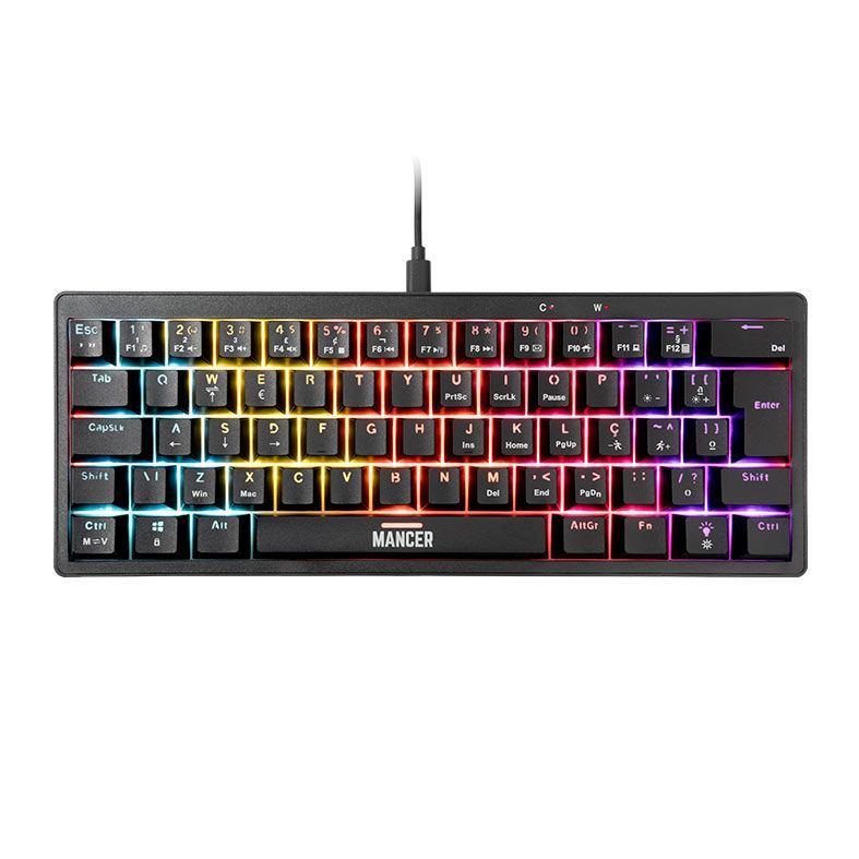Teclado Mecanico Mancer Zarion, Rainbow, ABNT2, Switch Vermelho, Preto, MCR-ZRN-RBW01