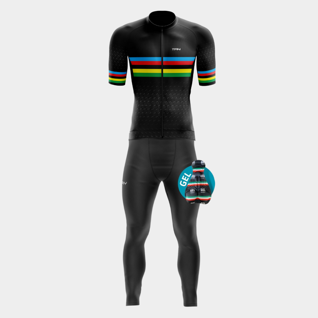 Conjunto Ciclismo Masculino Roupa Camiseta Ziper Total Calça Acolchoado Gel Bike Pedalada Mtb
