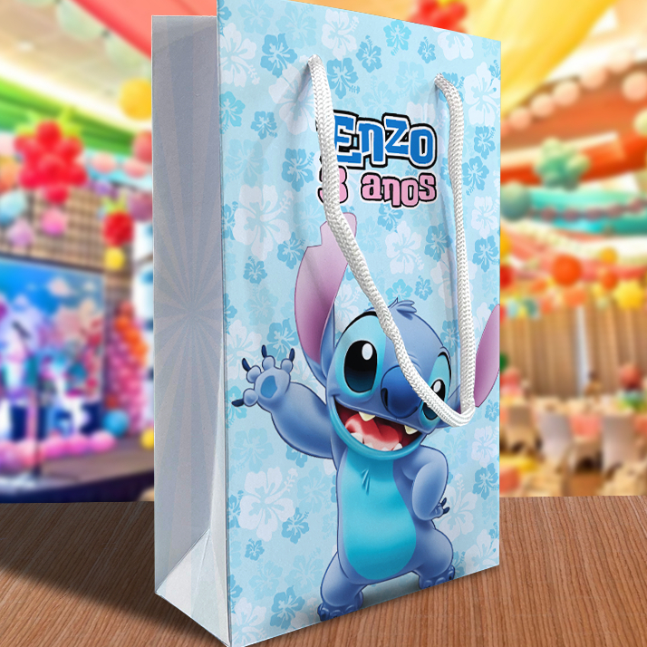 Sacolinha Stitch Personalizada Kit Festa Personagem Lembrancinha Lilo & Stitch Sacola