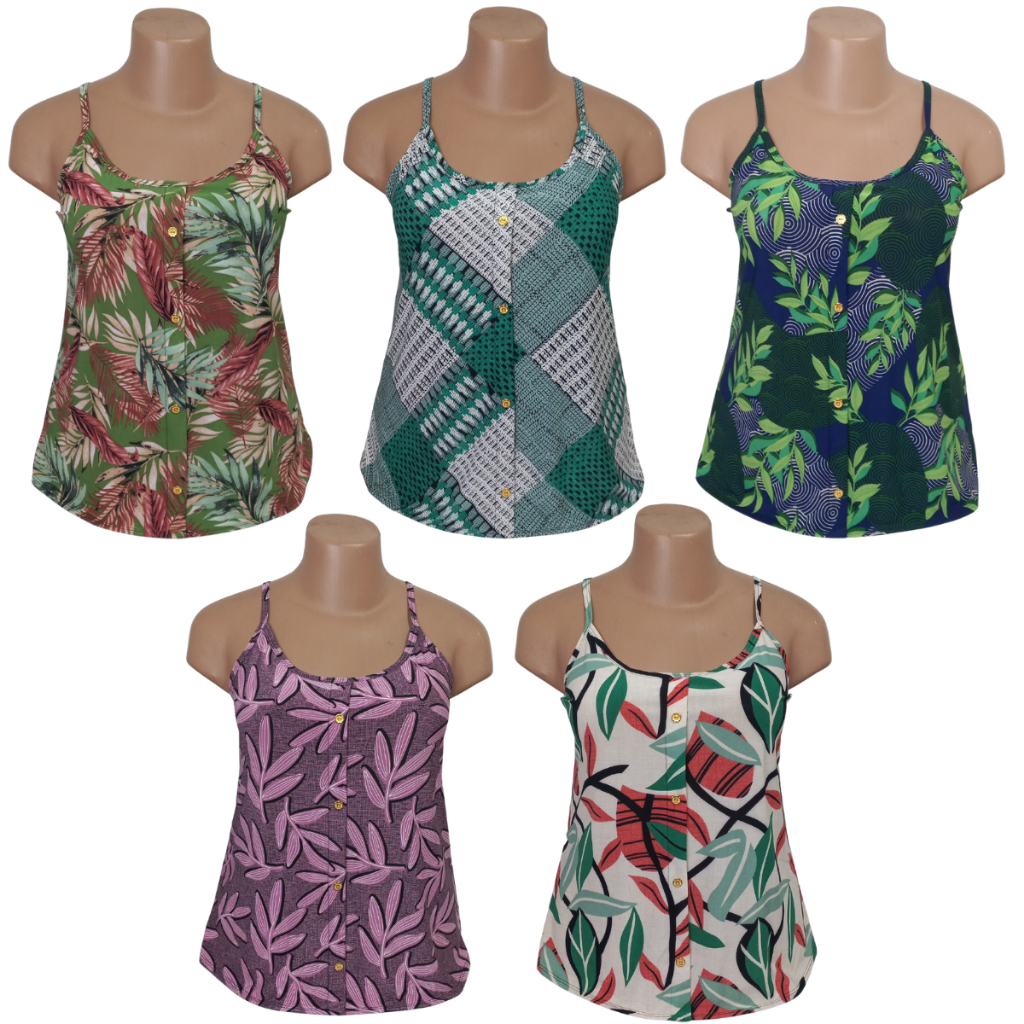 Kit 3 Regata Feminina Malha Fria Soltinhas Blusa Confortável Estampadas