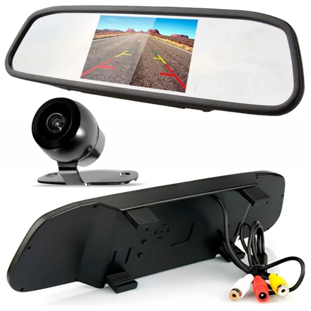 Kit Retrovisor Com Tela 4.3 pol Roadstar RS520BR Pro Line e Câmera de Ré Dinâmica RS203BR em Oferta na Shopee