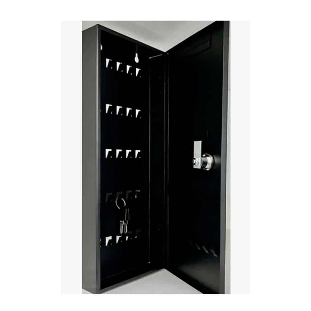 Armário Porta Chaves Preto Claviculário Capacidade 39 Chaves Sem Chaveiros