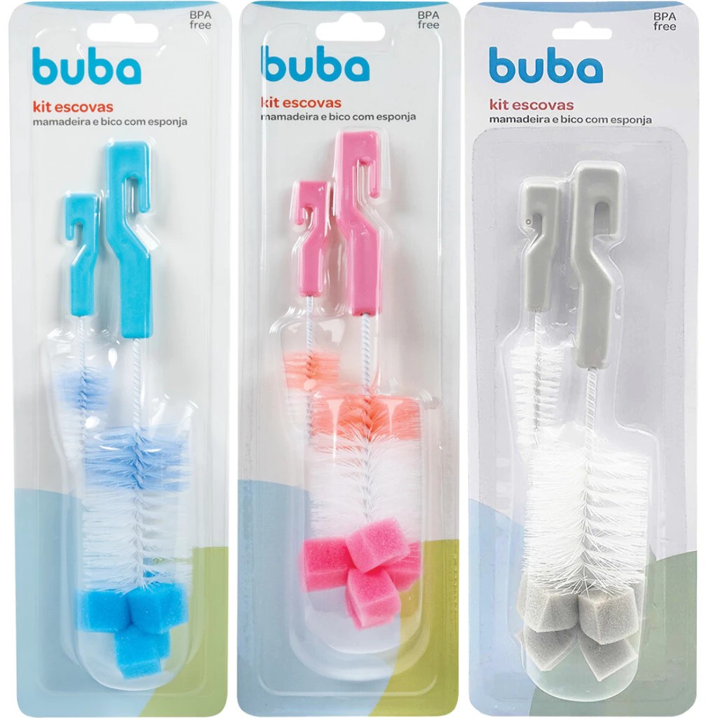 Escova Para Lavar Mamadeira E Bico Com Esponja Buba Bebê Garrafas Térmicas Multiuso