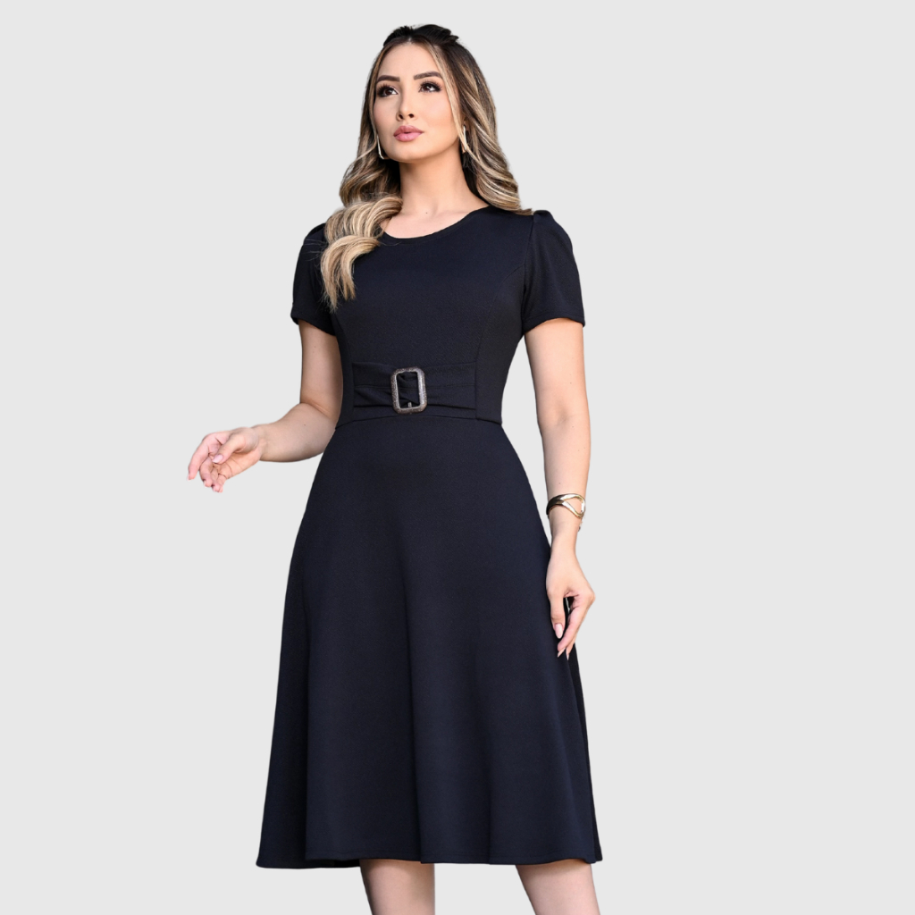 Vestidos Femininos Godê Midi Estilo Casual E Evangélico