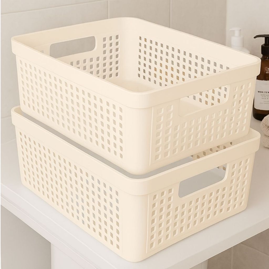 Kit 2 Cestos Organizadores 11 Litros Plástico Resistente Multiuso Armário Closet Prateleira