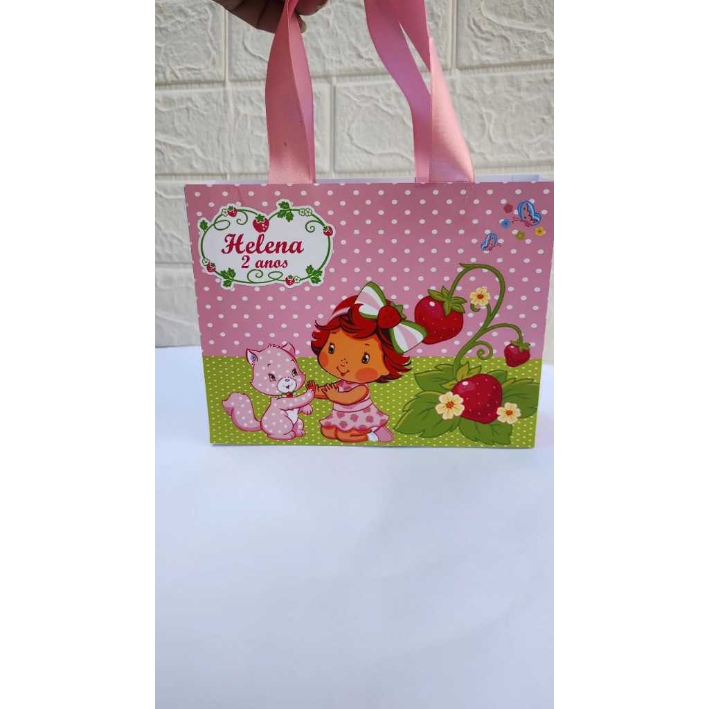 Sacolinha personalizada Moranguinho baby-Sacolinha personalizada-Festa infantil-Lembrancinhas personalizadas