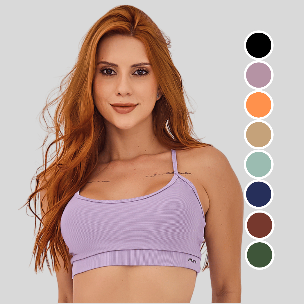 Top Feminino Academia Tecido Canelado AVA Fitness em Oferta na Shopee