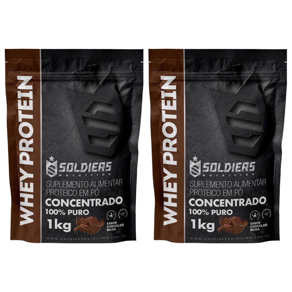 Kit: 2kg Whey Protein Concentrado - 100% Importado - Soldiers Nutrition em Oferta na Shopee