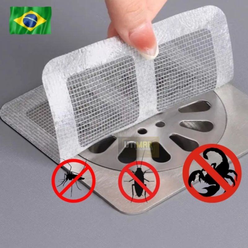 10 Tela Protetora Filtro Adesivo Para Ralo Banheiro Cozinha Quintal Coletor De Cabelo Ant Inseto em Oferta na Shopee