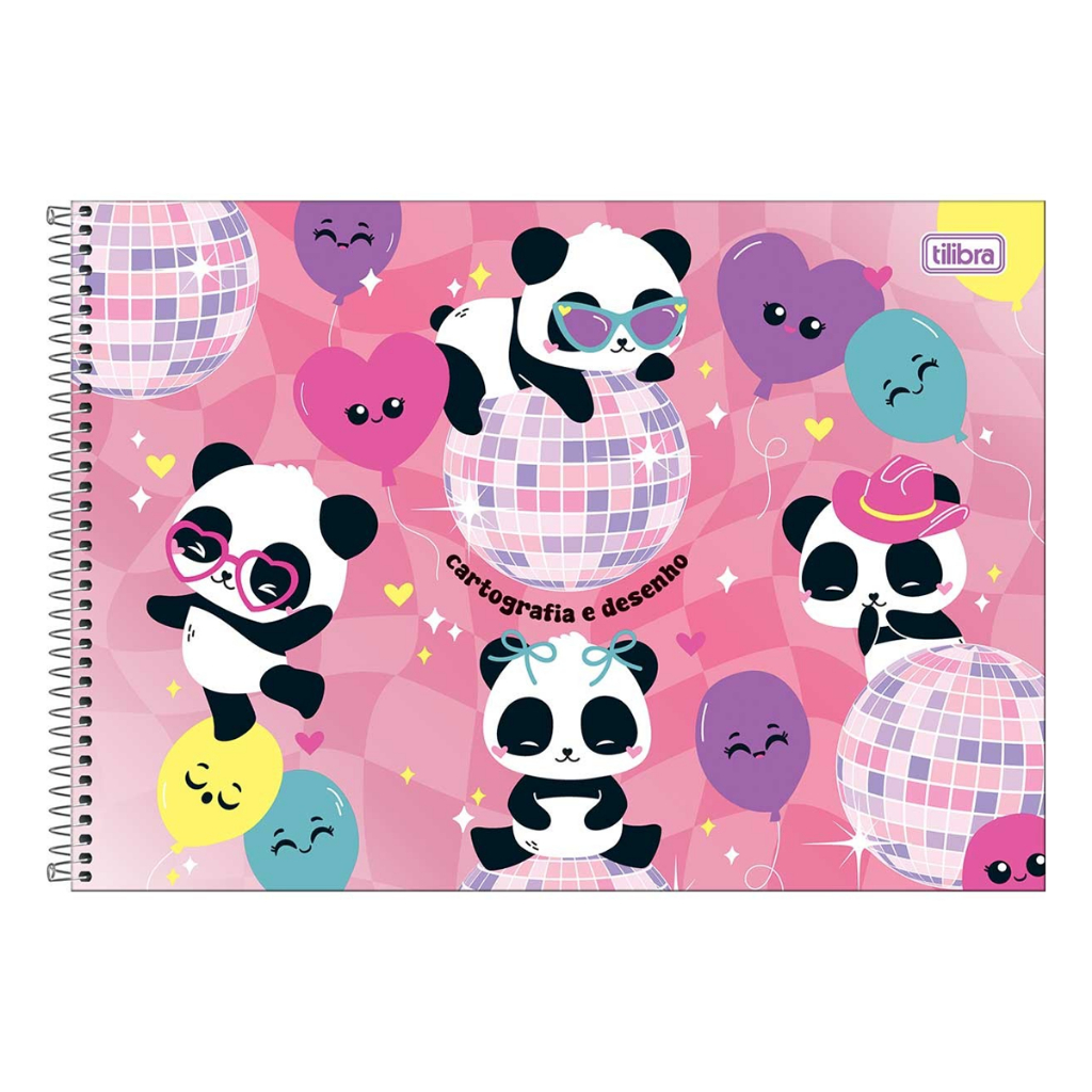 Caderno Cartografia Desenho Panda Lovely Friend - Tilibra