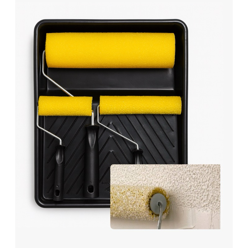 Kit Rolos Textura Fina 23cm/15cm/9cm C/ Suportes e Bandeja