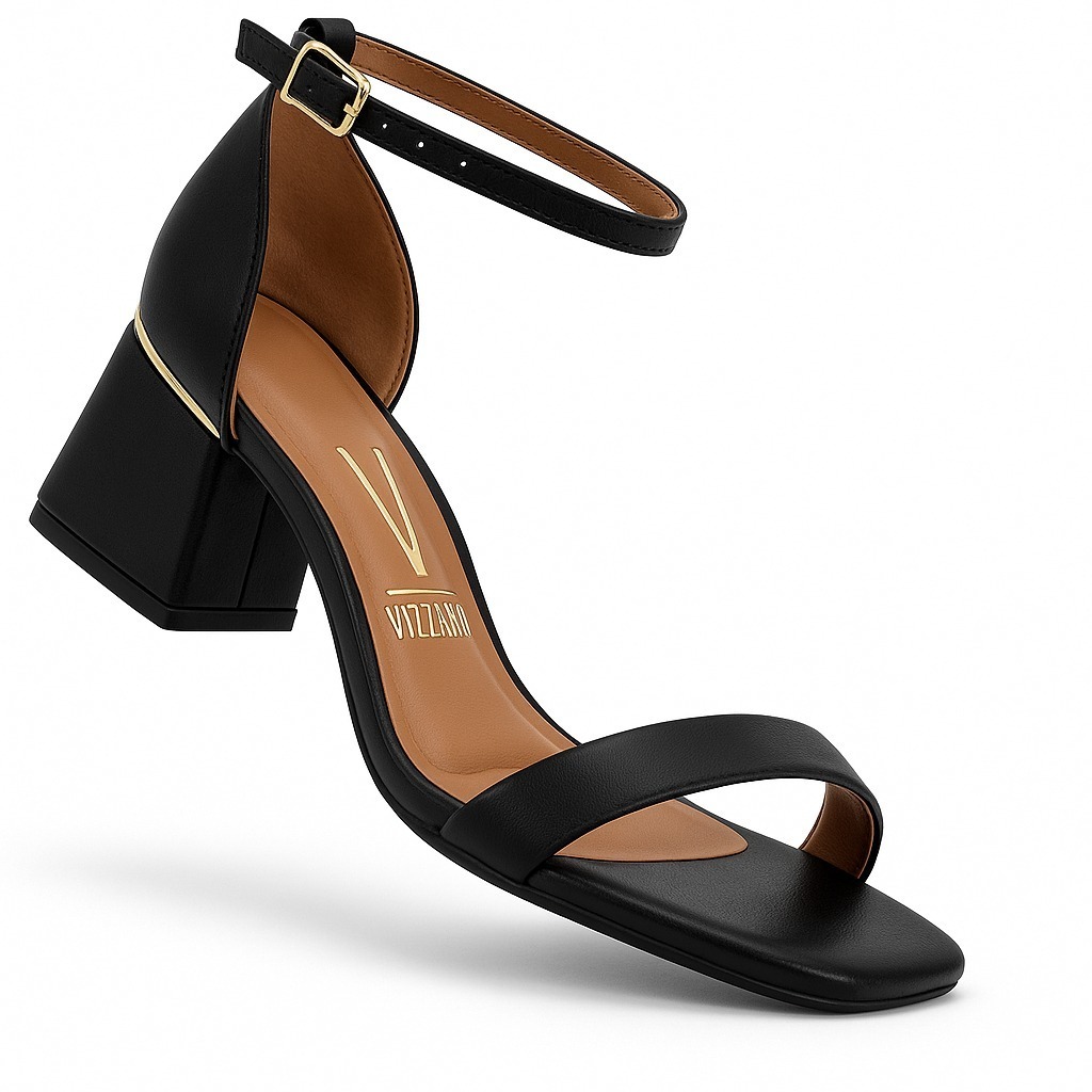 Sandália Vizzano Salto Bloco Grosso Fivela Original 6428 Preto em Oferta na Shopee