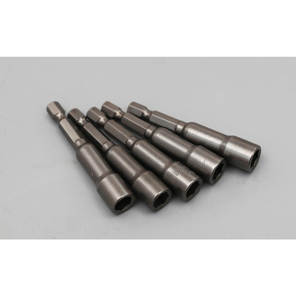 Kit 5 Ponteira Bits Soquete Magnético Canhão 5/16 65mm Sextavado CRV