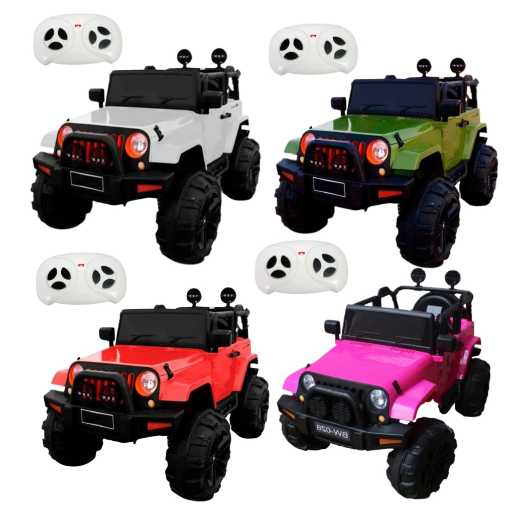 Mini Carro Elétrico Infantil 12v Usb Aux Jipe Rosa,Verde,Branco,Vermelho Com Controle Som Luz Farol em Oferta na Shopee