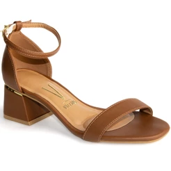 Sandália Vizzano Salto Bloco Grosso Fivela Original 6428 Mocca