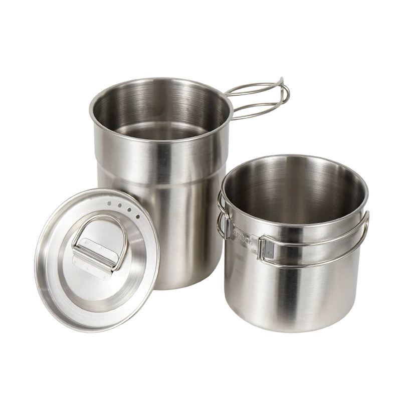 Kit 2 Caneca 1L Aço Inox Copo Com Tampa Cabo Dobrável Gelado E Quente Ao Ar Livre Camping e Viagens