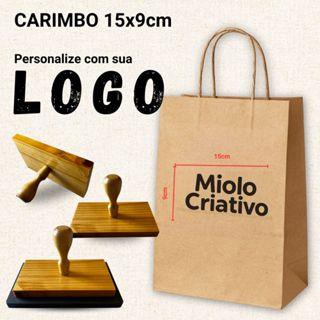 Carimbo Personalizado 15x9cm com Logo + Almofada (kit) em Oferta na Shopee