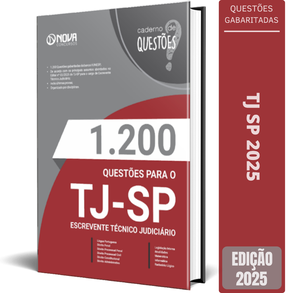 Imagem 1200 Questões Gabaritadas TJ SP - Escrevente Técnico Judiciário