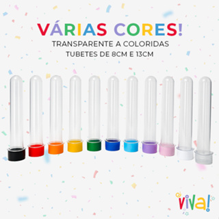 Kit 30, 20, 10 Tubetes de Acrílico 13cm Tampa Colorida Para Festas Lembrancinha Reutilizável em Oferta na Shopee