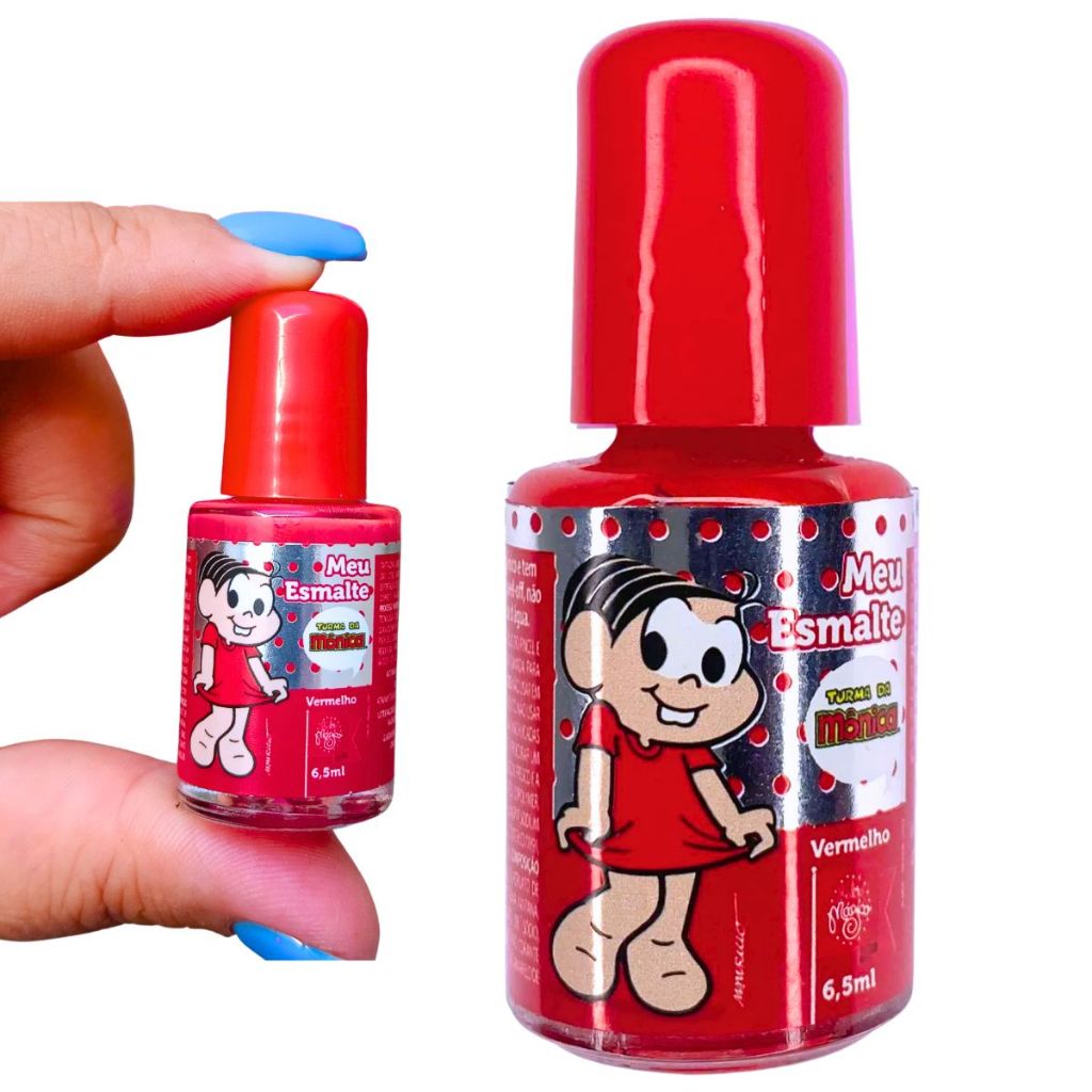 Esmalte Infantil Vermelho Peel-Off Turma da Mônica | Hipoalergênico à Base D’Água