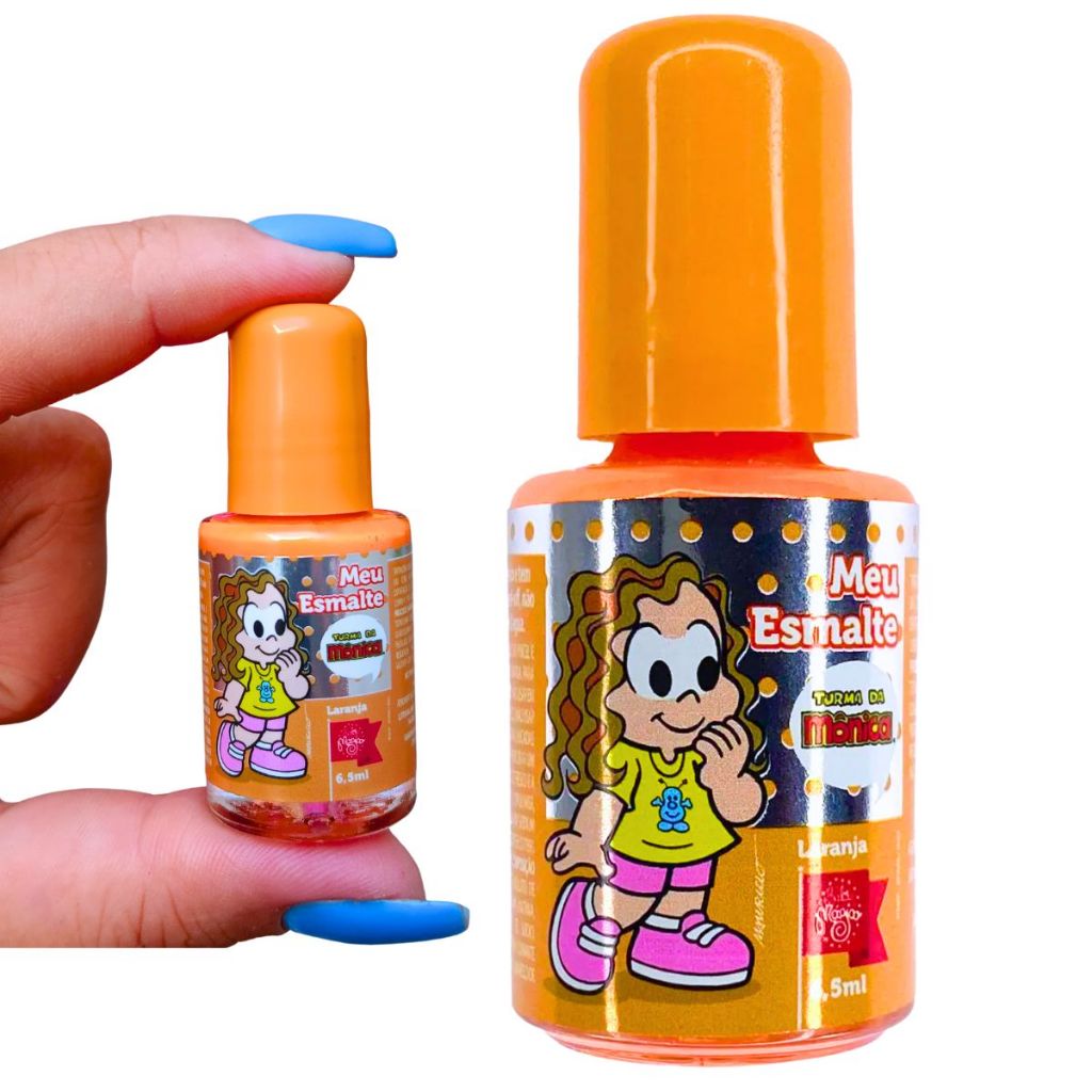 Esmalte Infantil Laranja Peel-Off | Base D’Água Hipoalergênico Turma da Mônica