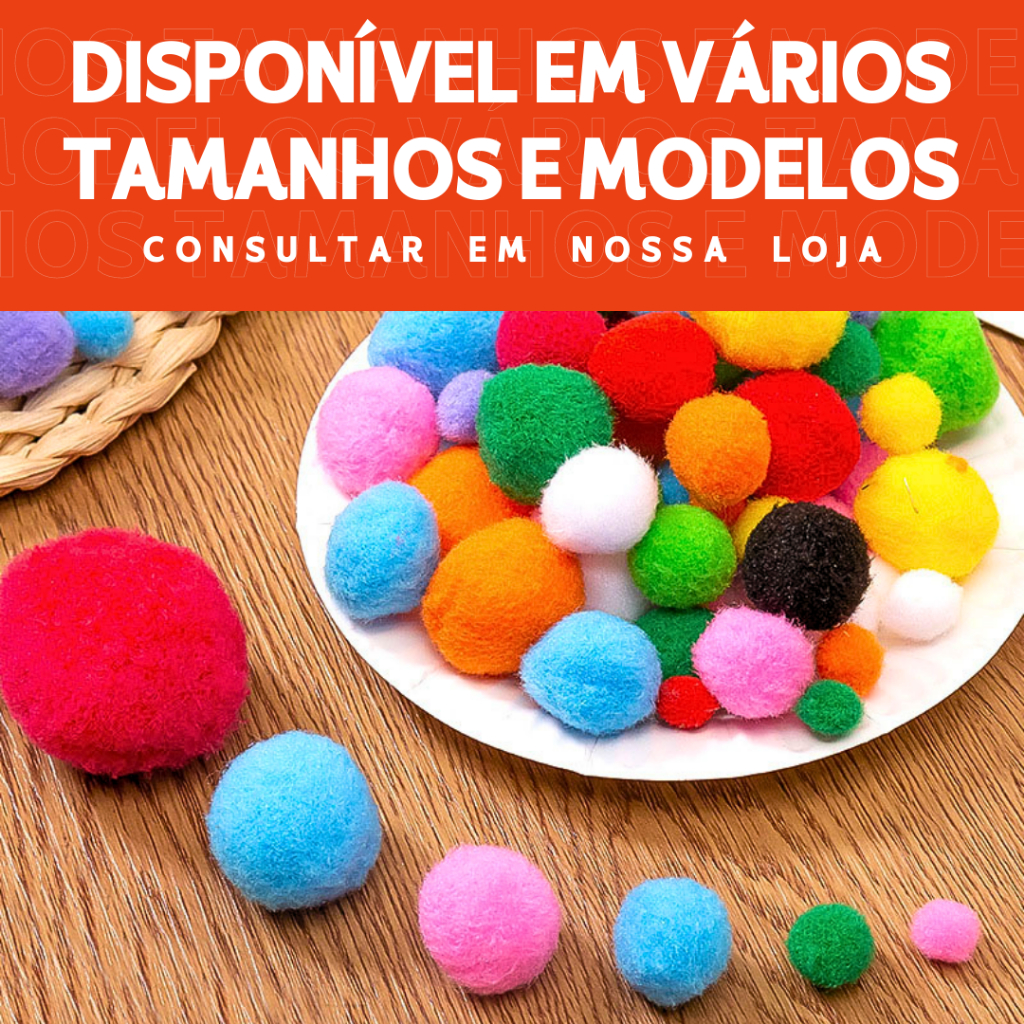Pompom Poliéster Decorativo 8mm- Com 200 Unidades- Ideal para Artesanato, Festas- Cores Sortidas -NL
