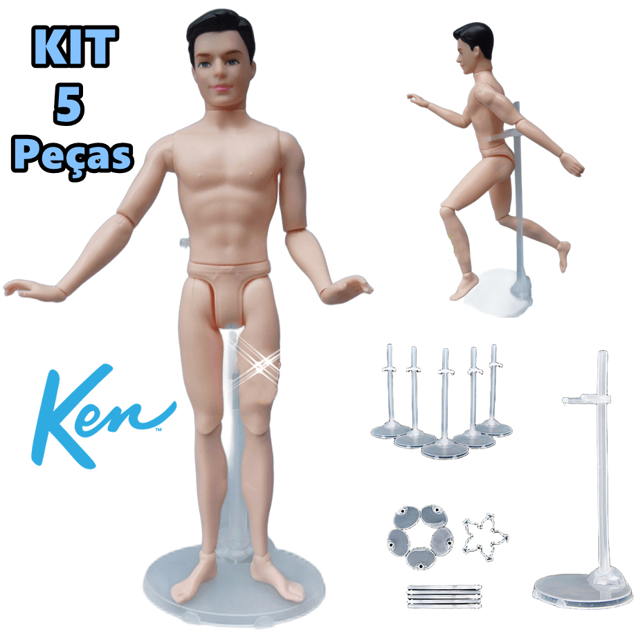 Kit 5 Suportes Para Boneco Ken Beto e Outros Modelo Clássico Transparente Expositor Display