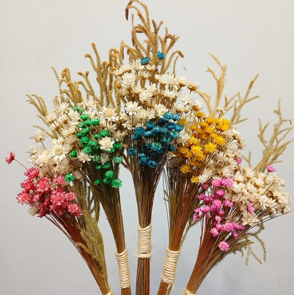 kit 5 Buquês Flores Sempre Vivas Secas e Desidratadas, Rústico
