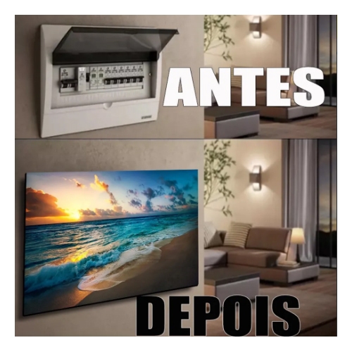 Quadro 90x80 Moldura Esconde Caixa Luz Energia Cobrir Distribuição Disjuntores decorativo praia