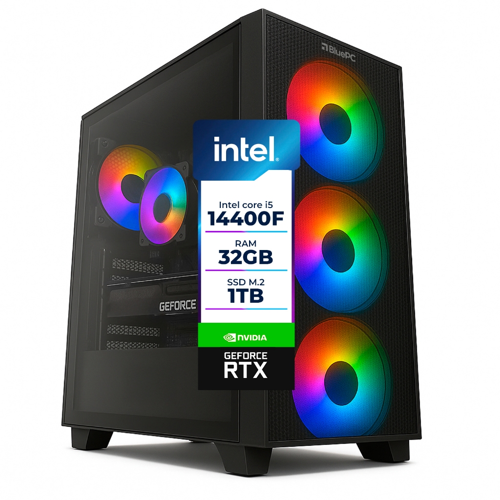 PC Gamer AURA BluePC - Intel i5 14400F, B760, RTX 5070 12GB, 32GB, SSD 1TB,750W 