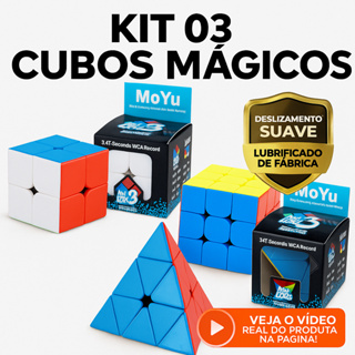 Kit 3 Cubo Mágico 2x2 + 3x3 + Pirâmide Pyraminx Profissional Original Moyu Stickerless Cube Brinquedo em Oferta na Shopee