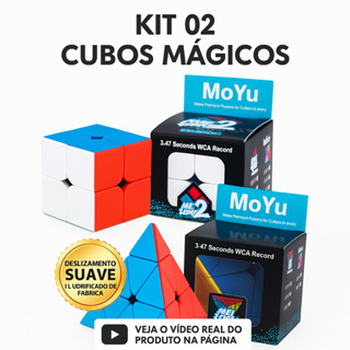 Kit 02 Cubo Mágico 2x2 + Pirâmide Pyraminx Profissional Original Moyu Stickerless Cube Brinquedo TOP em Oferta na Shopee