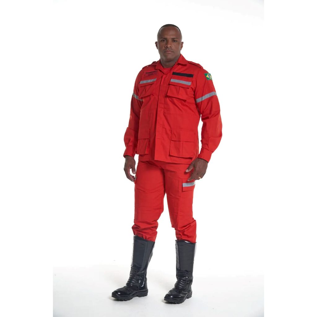 Uniforme Vermelho C/ Refletivo Material Rip Stop Uniforme Vermelho C/ Refletivo Material Rip Stop