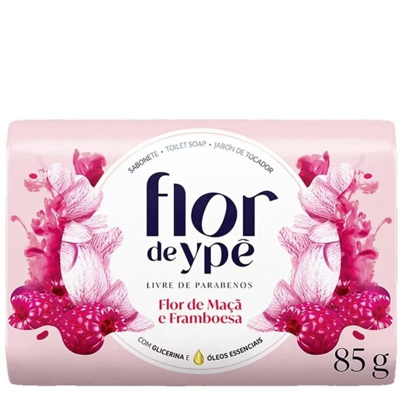 Kit 12 Sabonete em Barra Flor De Ypê Flor De Maçã e Framboesa 85g