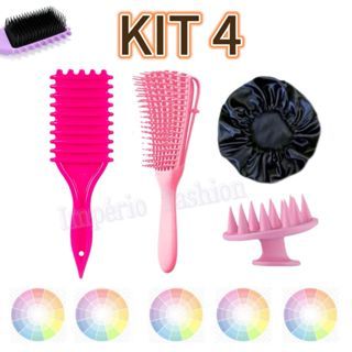 Kit 4 Escova Onda/Polvo/Touca Cetim/ Escova Massageadora Best em Oferta na Shopee