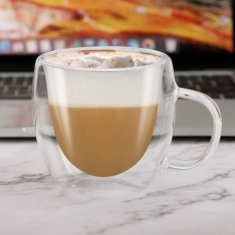 Xicara 110ml Parede Dupla - Vidro Borossilicato Café Chá Espresso Caneca