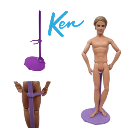 Suporte Para Boneco Ken Antigo e Atual Beto Outros Modelo Clássico Roxo Expositor Pedestal