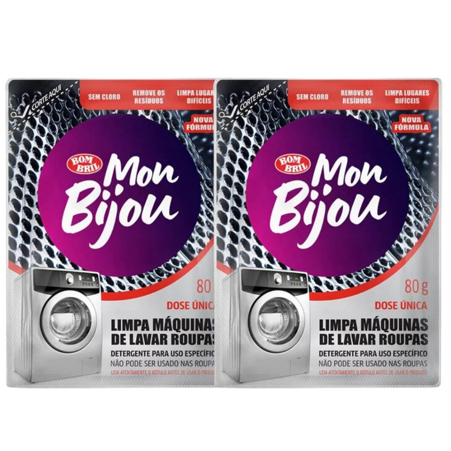Kit 2 Detergente Pó Limpa Maquina Lava Roupa Mon Bijou 80g