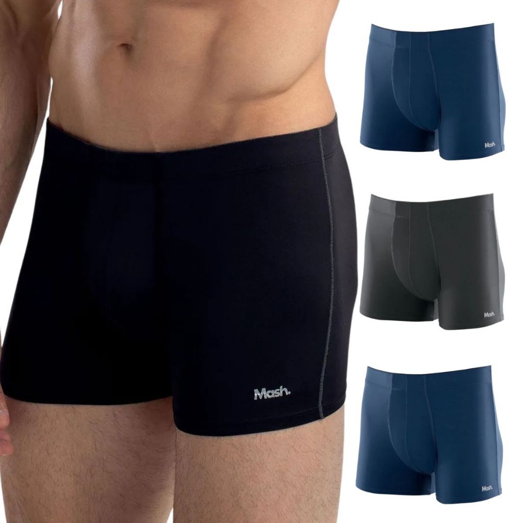 Kit 4 Cuecas Boxer Básica Mash 170.30 Masculina Poliamida Laterais Largas Promoção Secagem Rápida Malha Fria