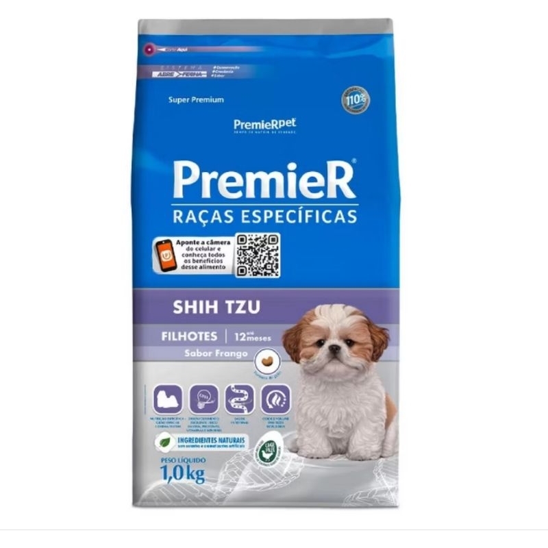 Ração Premier Raças específicas Shih Tzu filhote sabor frango 1 kg Val 07/2027