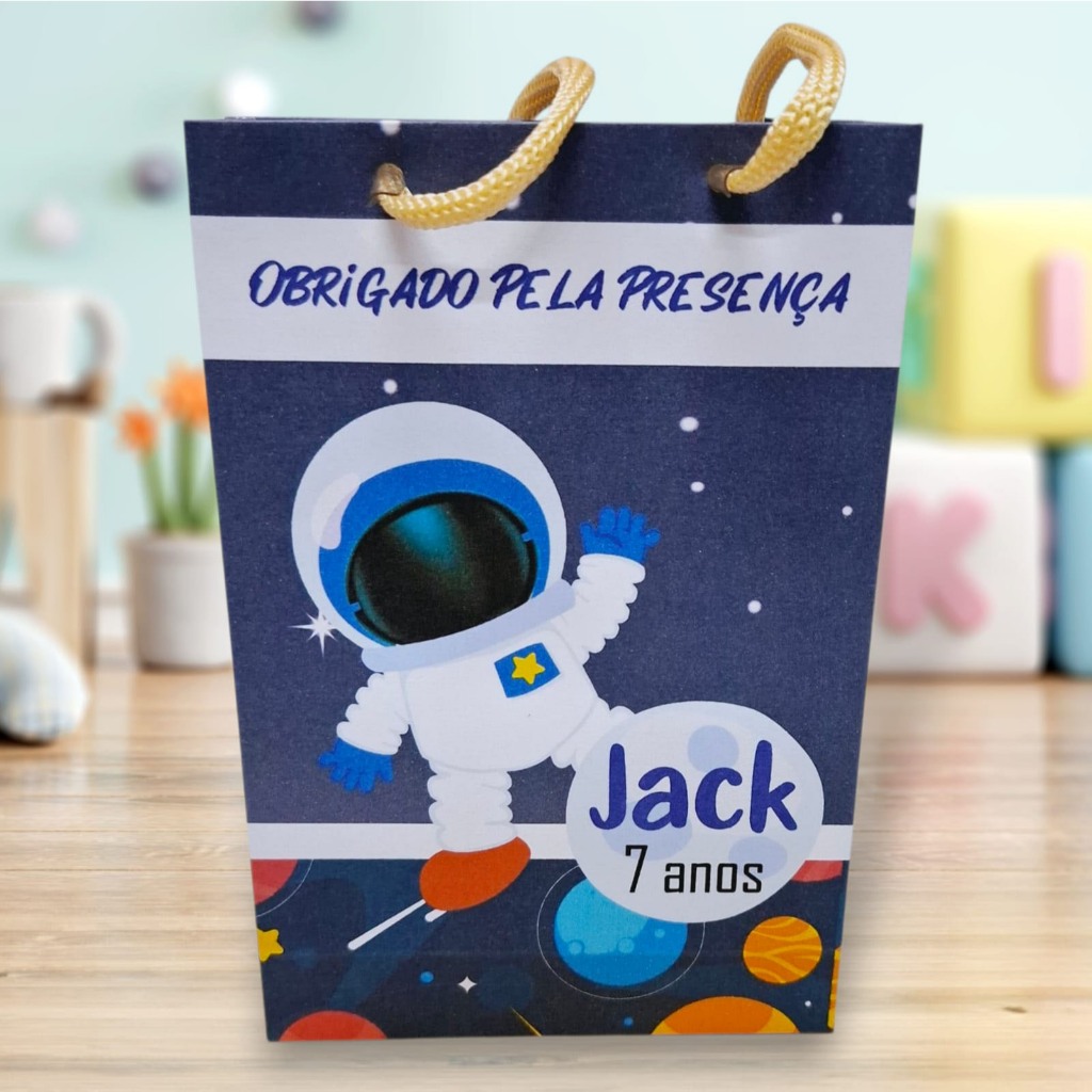 Sacolinha Surpresa Personalizada Lembrancinha Tema Astronauta - ASTRONAUTA PEGUE E MONTE