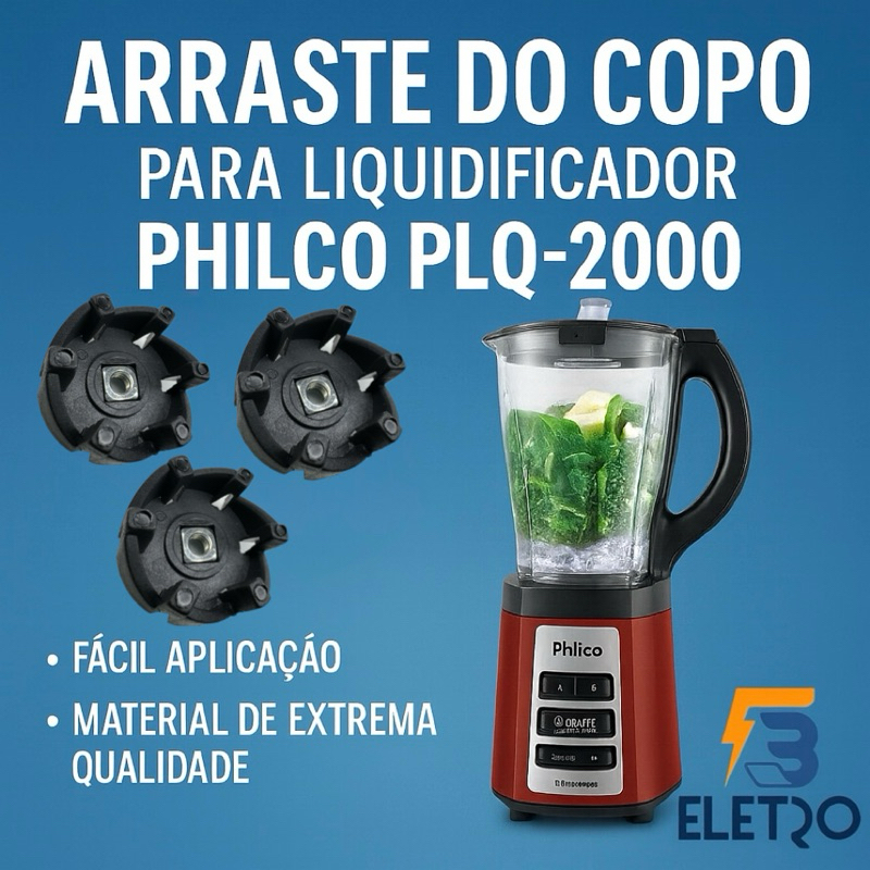 Arraste do Copo 3 Peças Liquidificador Philco PLQ2000 Smart