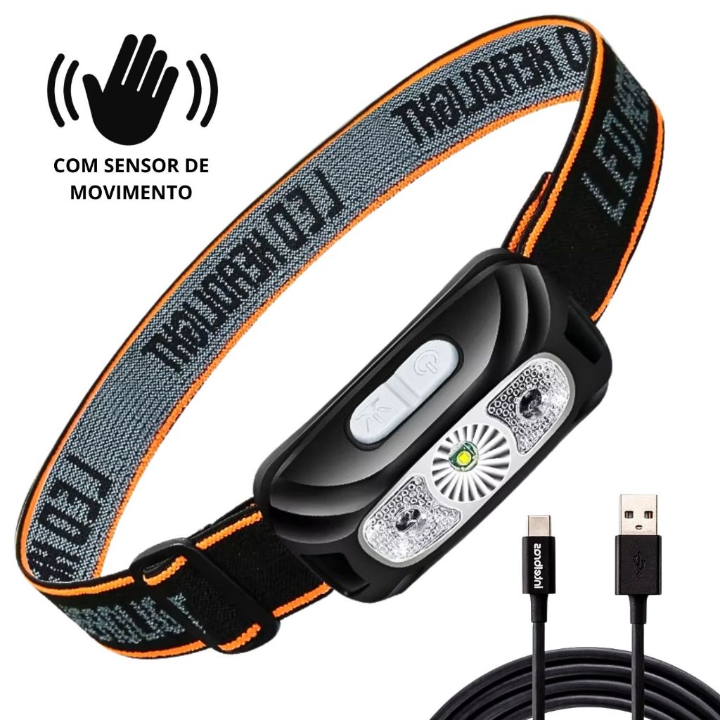 Imagem Lanterna Cabeça Premium Recarregavel Sensor Prova D'água