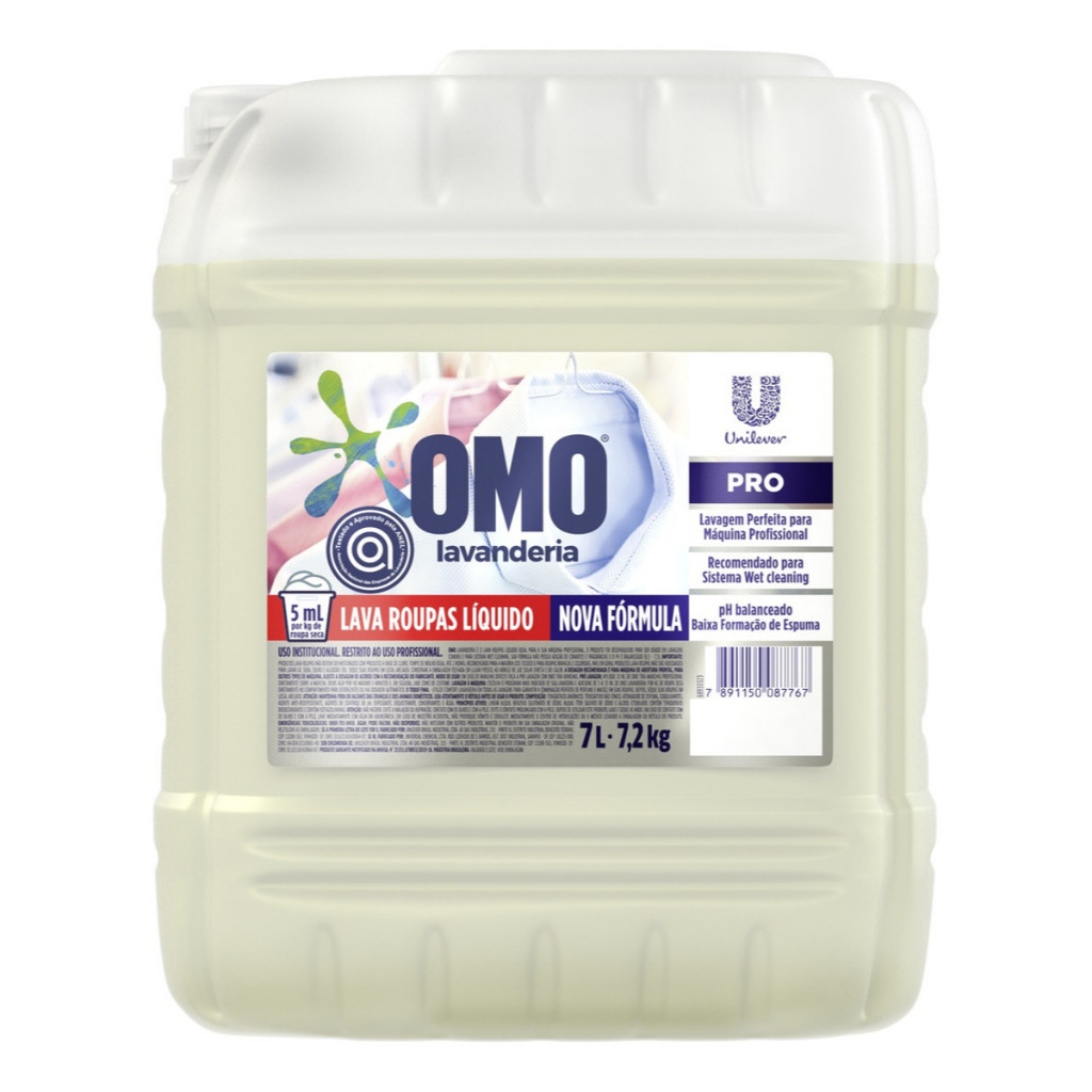 Detergente Líquido OMO Lavanderia Profissional 7L Alto Rendimento e Performance