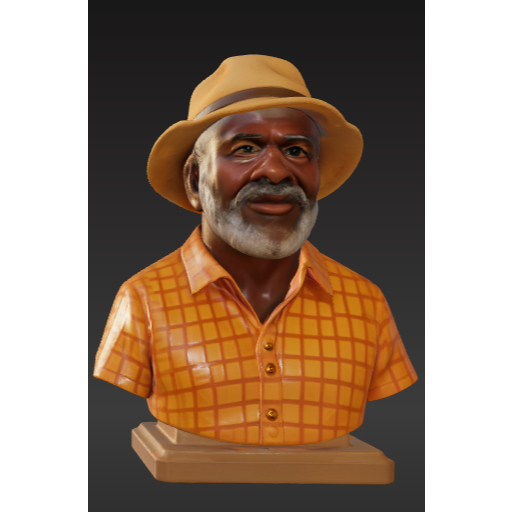 Busto Pai Benedito do Congo em Resina - Impressão 3D