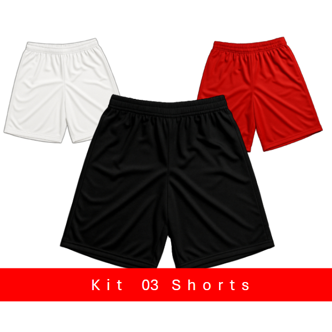 Calção futebol Short Masculino kit 03 unidades oferta!