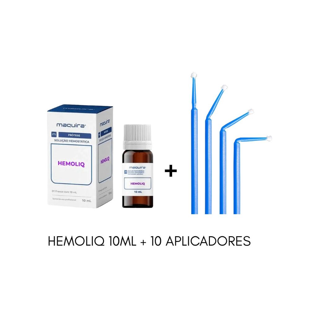 Hemoliq 10ml - Solução Hemostática Maquira + 10 Aplicadores