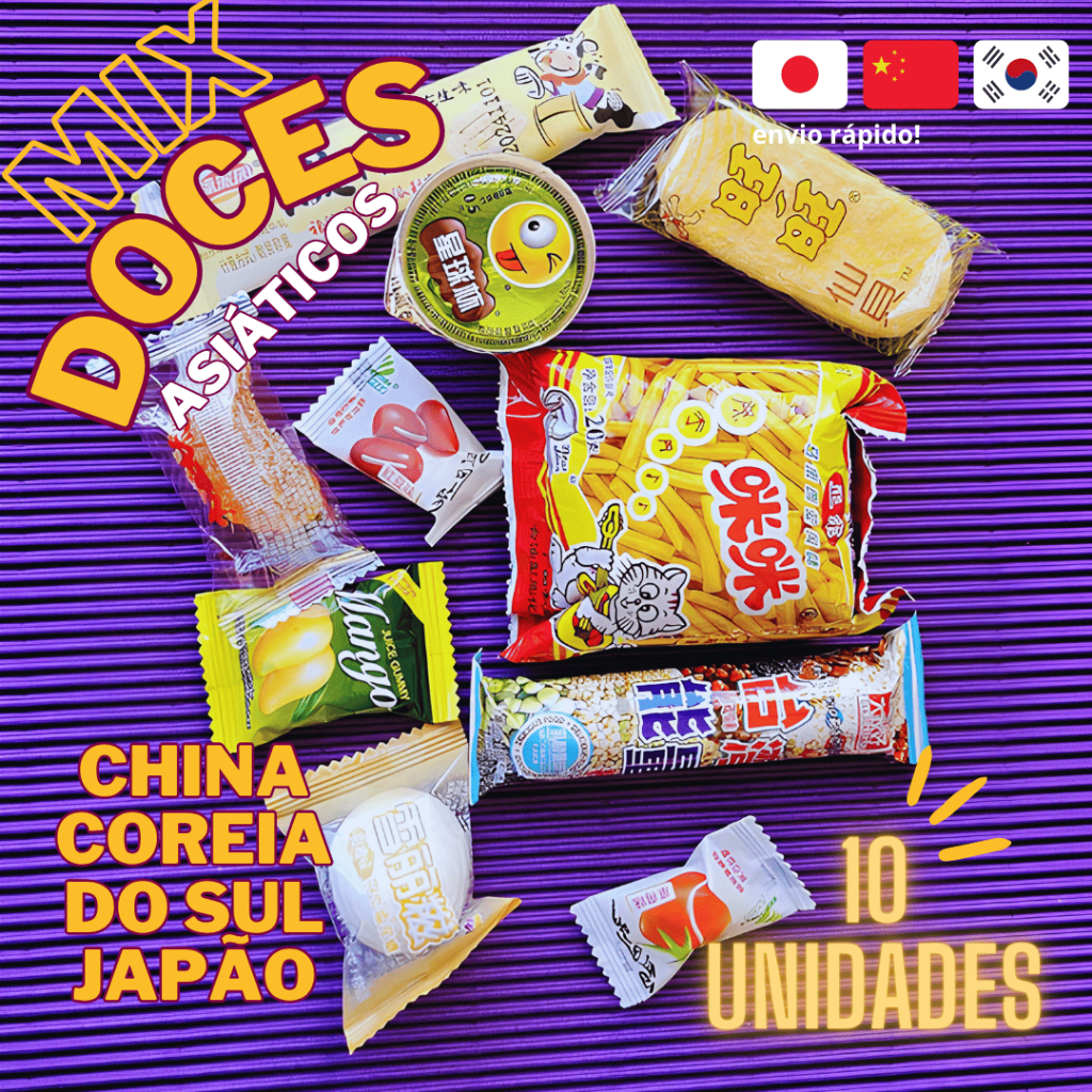 Kit de Doces Asiáticos Sortidos | 10 Itens do Japão, Coreia e China | Pronto Entrega em Oferta na Shopee