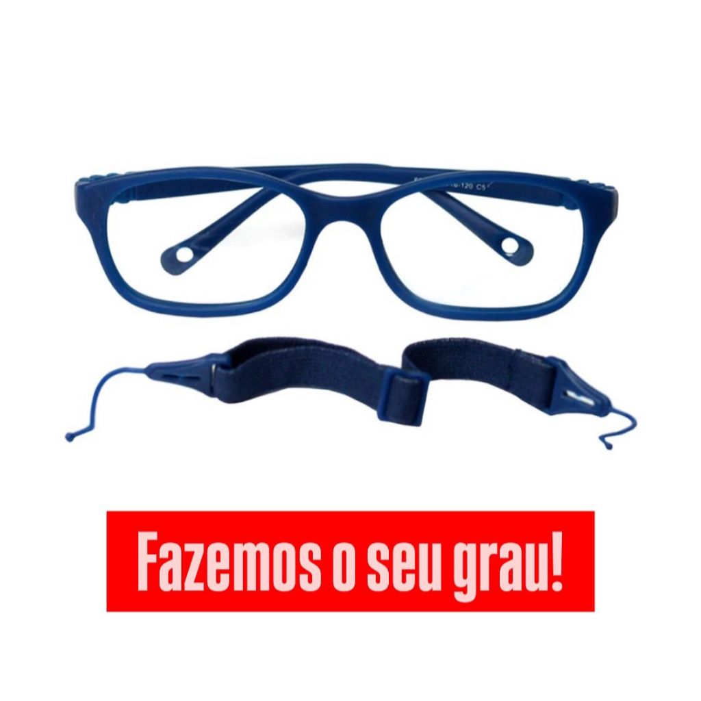 Armação Óculos Grau Flexível Silicone Azul 0 a 4 Anos