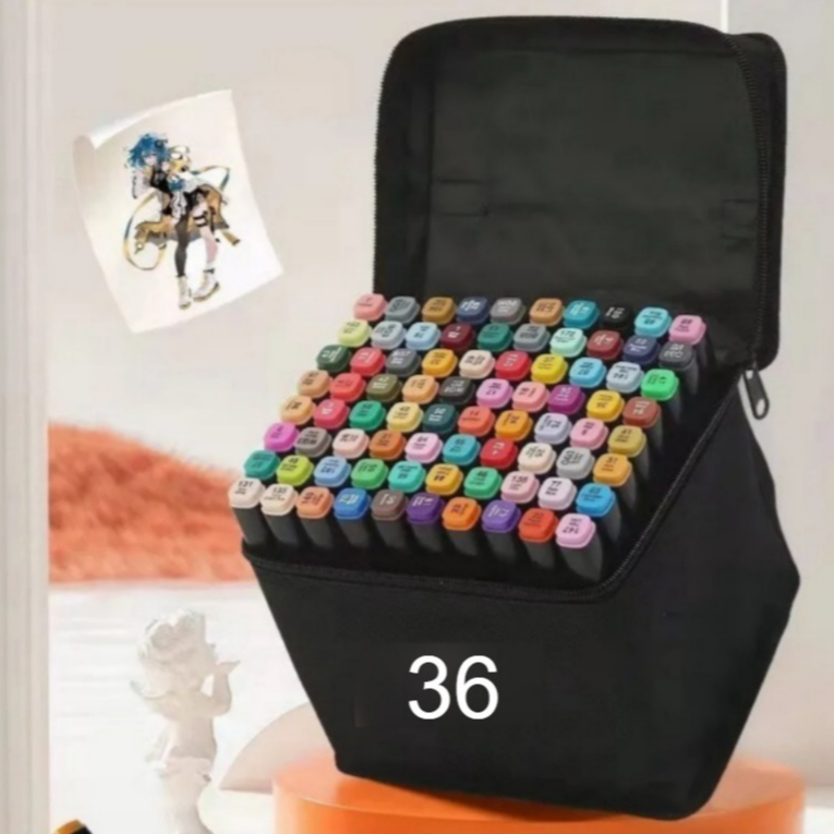 Estojo 36 Cores Canetas Marcador Permanente Com Duas Pontas Para Colorir em Oferta na Shopee